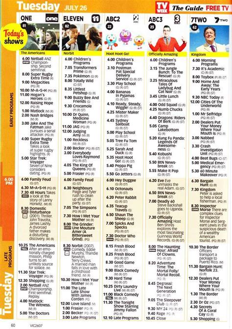 melbourne free tv schedule.